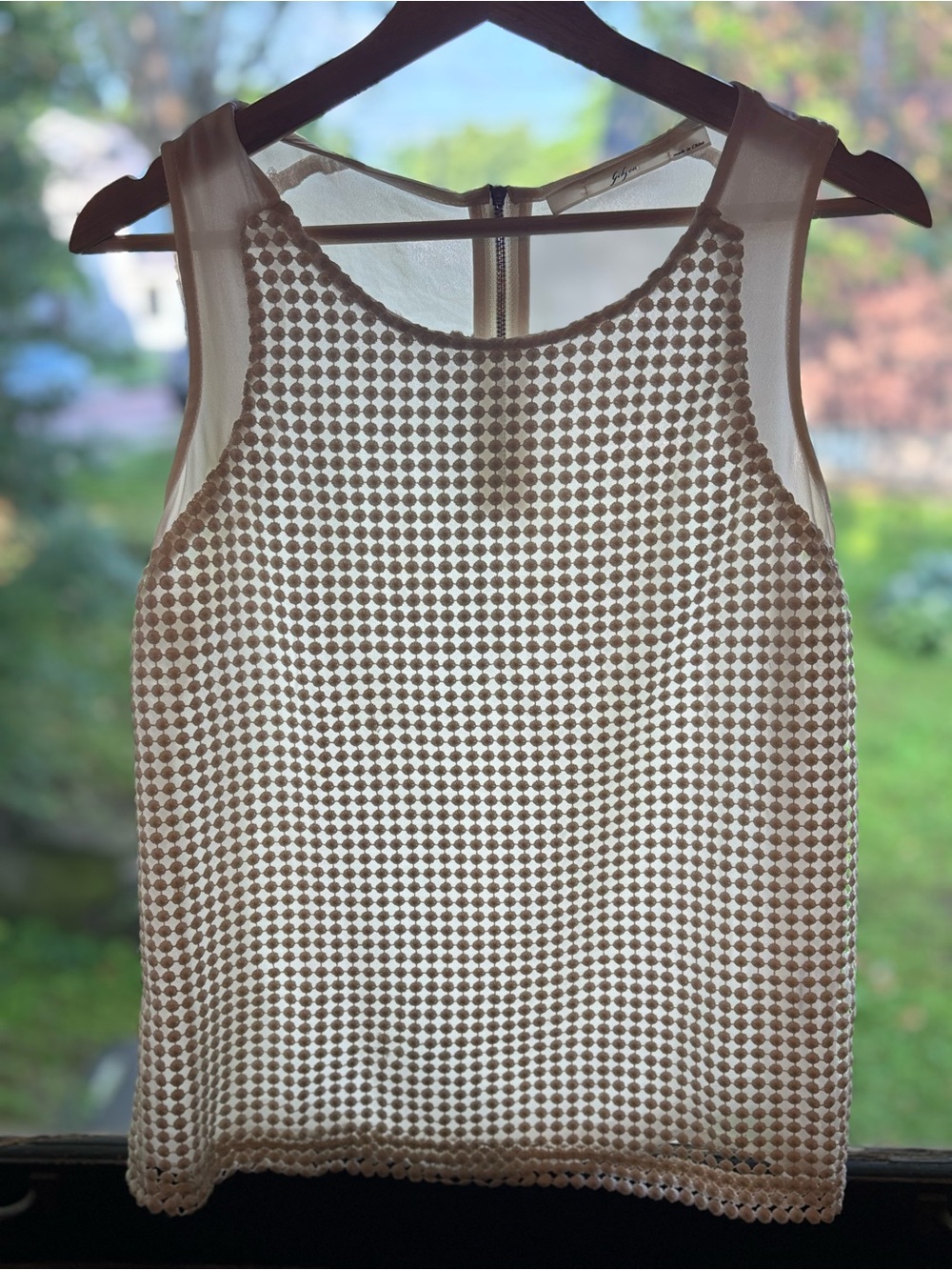 GIBSON White Crochet Knit Tank Top M Boho Coastal Beach Vacation